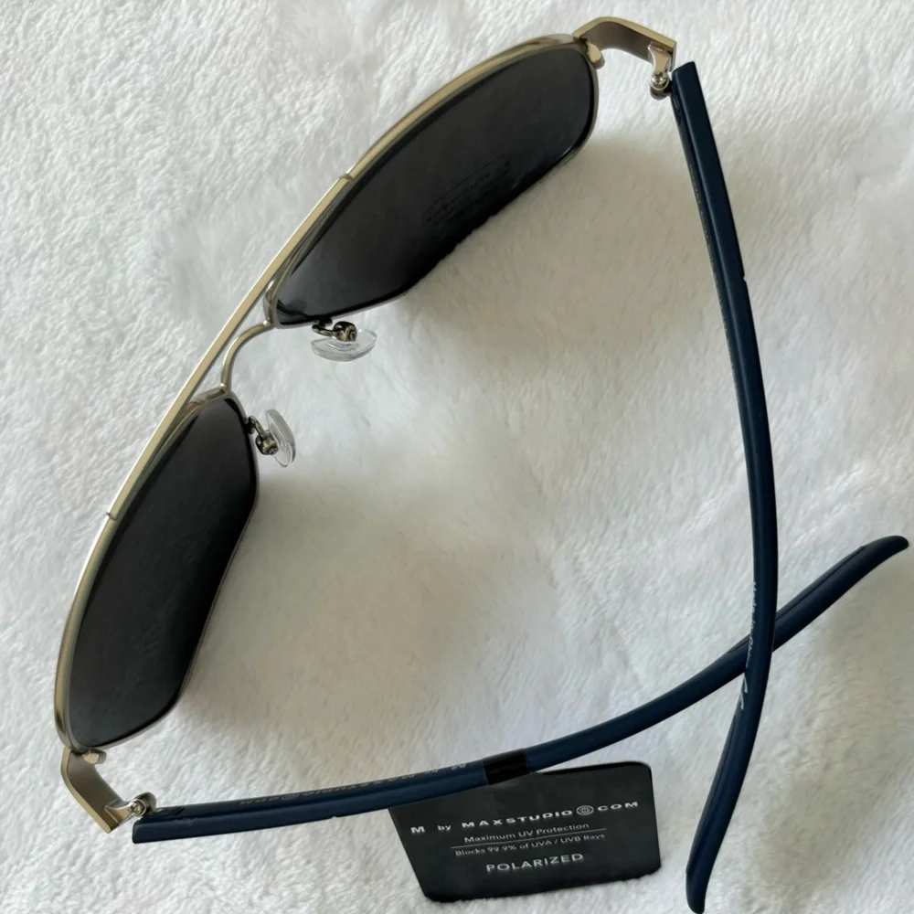 M BY MAXSTUDIO Men's Aviator Rectangular Polarized Sunglasses--MX9457--NWT